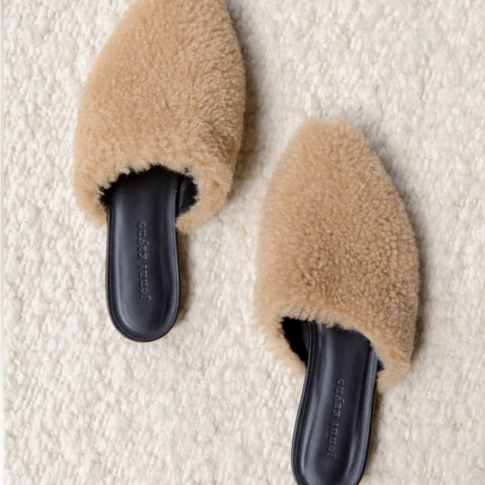 Jenni Kayne Beige Shearling Slippers